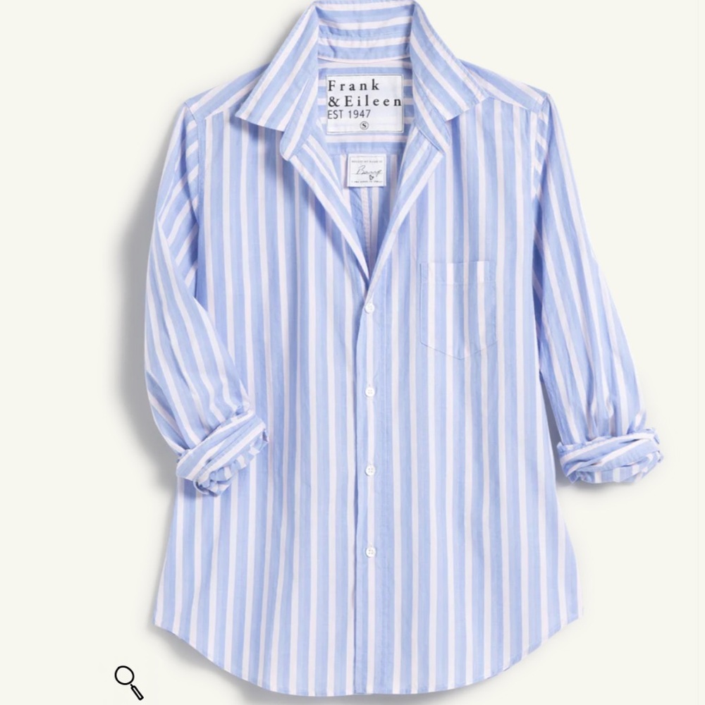 Frank & Eileen BARRY Tailored Button-Up Shirt Blue Yellow Multi Stripe size XL